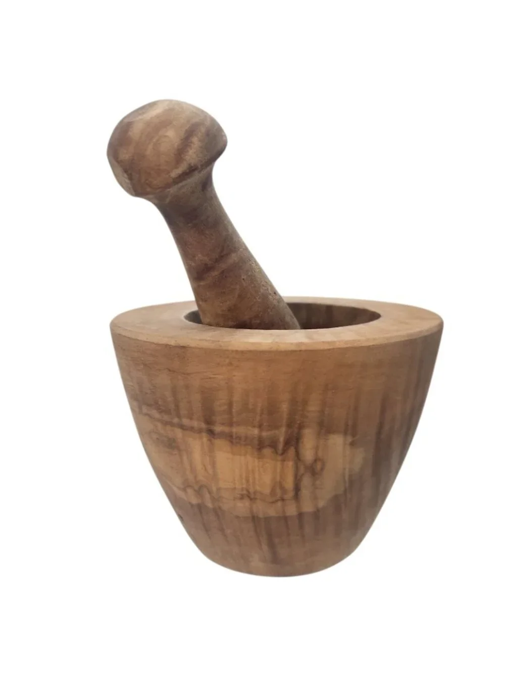Hand Turned Hardwood Mortar & Pestle Rustic Artisan Kitchen Spice Grinder 3.8